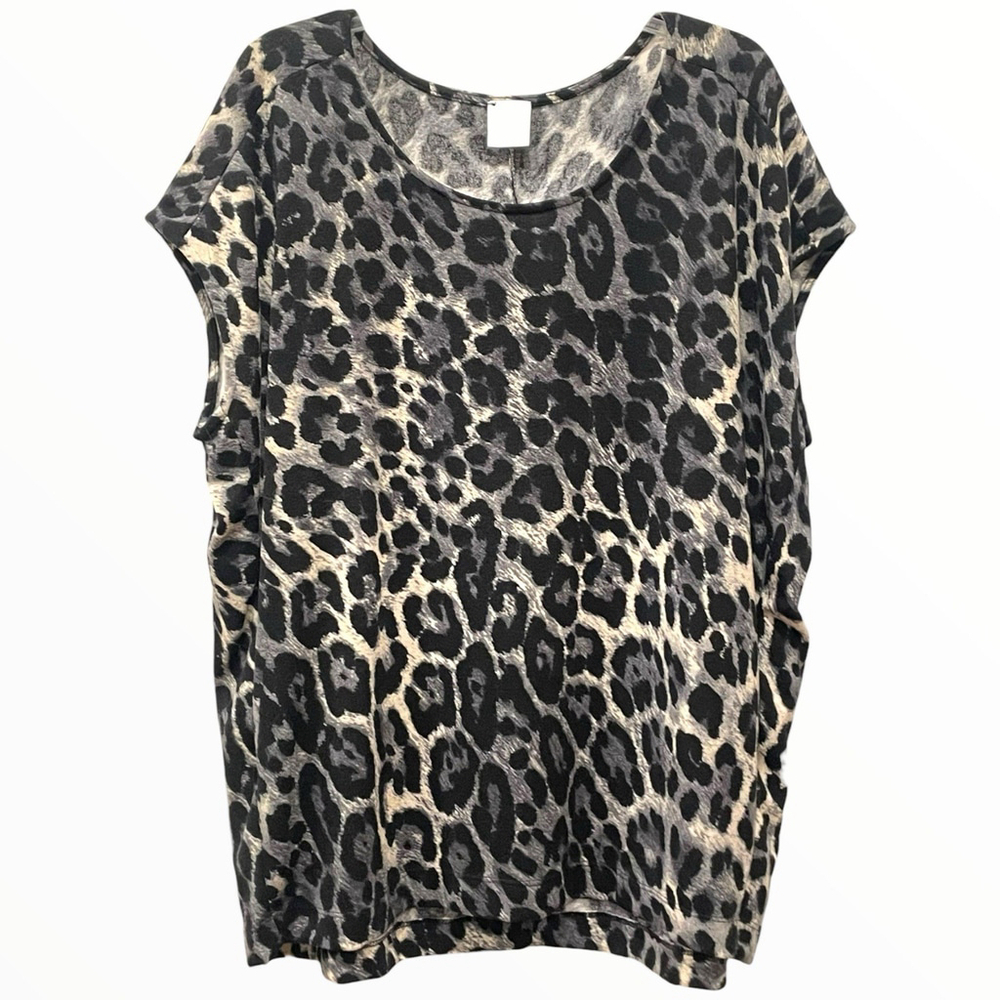 By Together Womens Size Large Animal Print Tunic Top Pockets Oversized